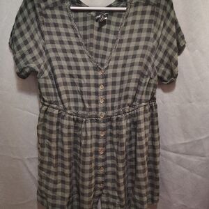 Torrid Black and Gray Plaid Blouse